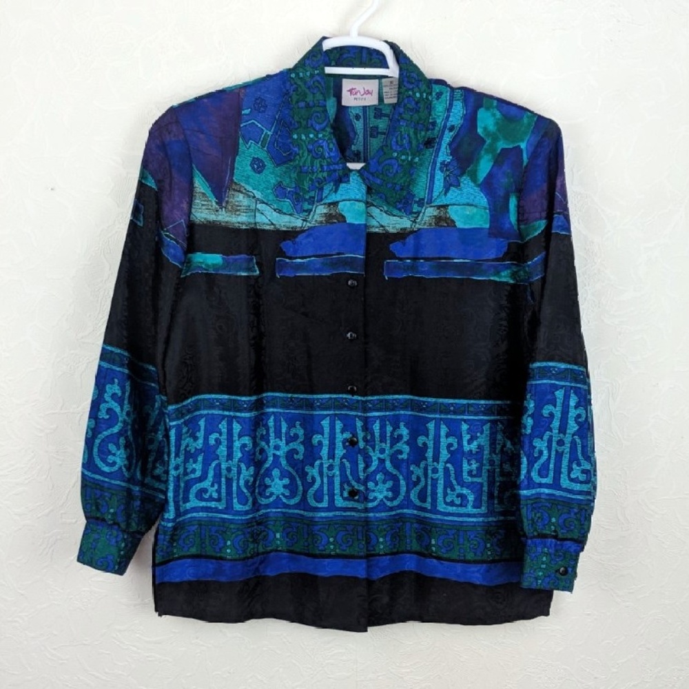 Womens Polyester shirt. Beautiful blue hues.